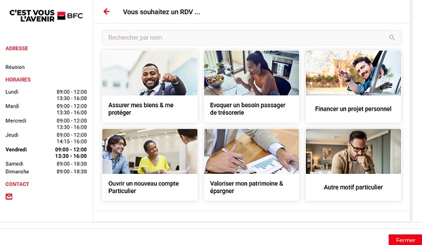 interface prise de rendez-vous en ligne